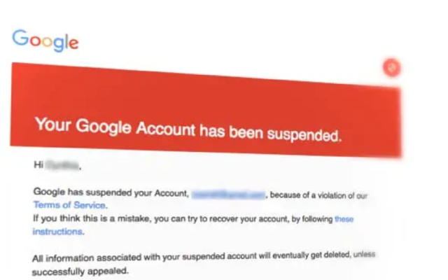 google ads account suspended email notification from Google.