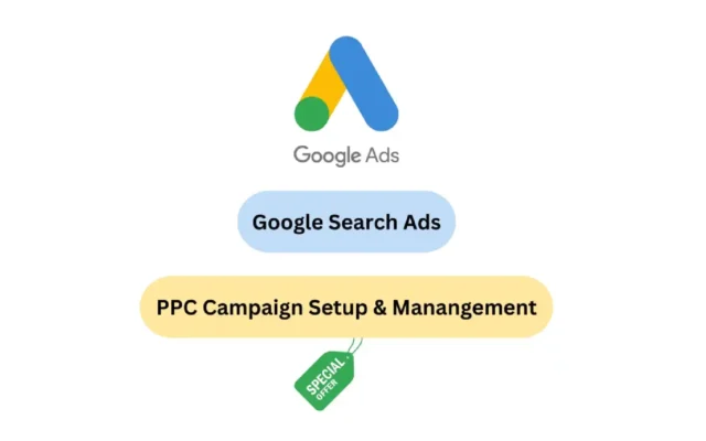  Google Ads service structure with focus on PPC campaign setup and management.