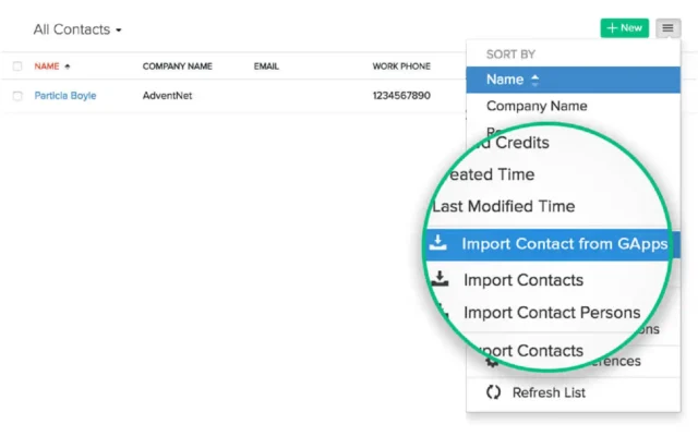 Import contact from GApps option in contact management tool.